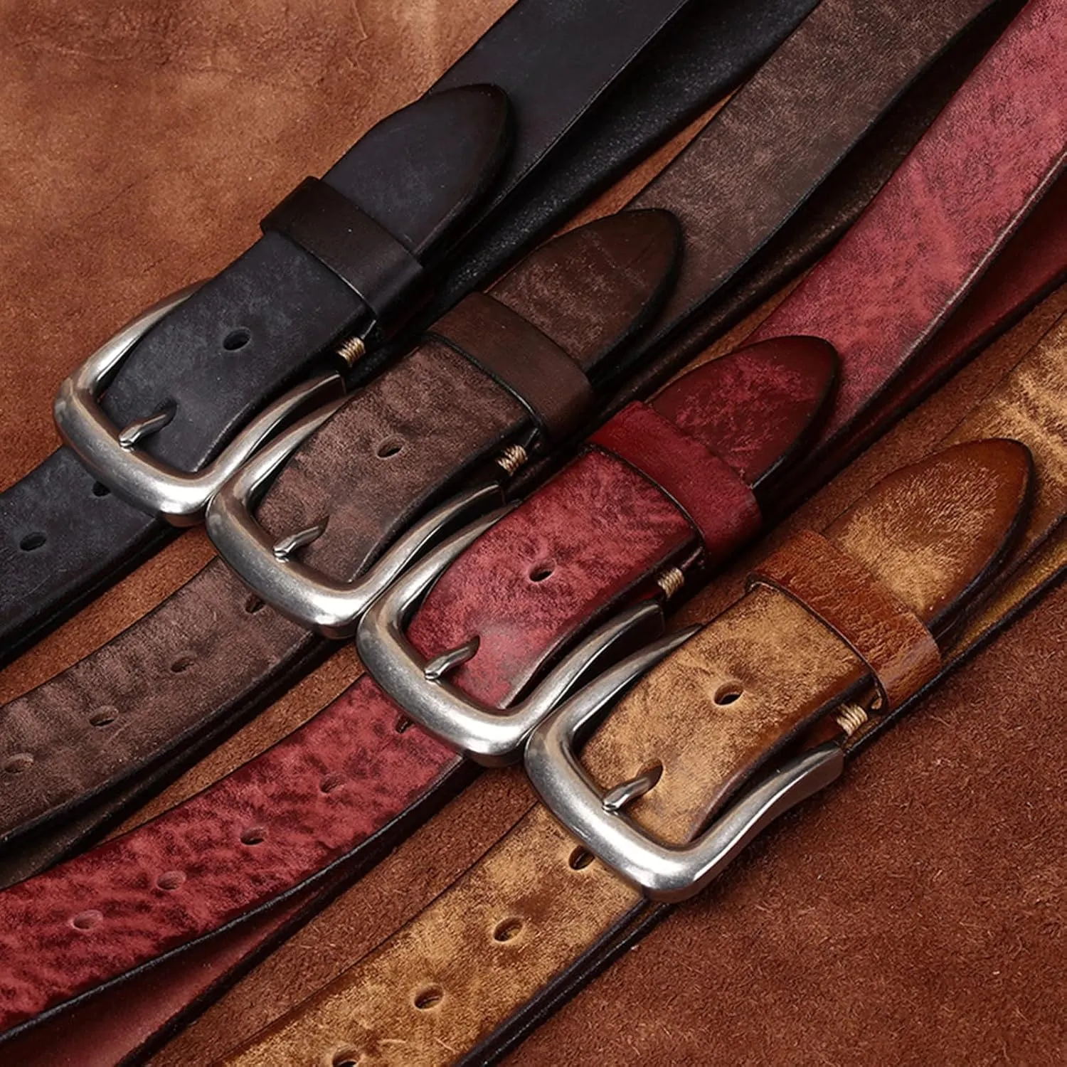 Sress Belts Leather Belt Men Genuine Leather Strap Luxury Pin Buckle Casual Belt 110/115/120/125/130cm Casual Belts