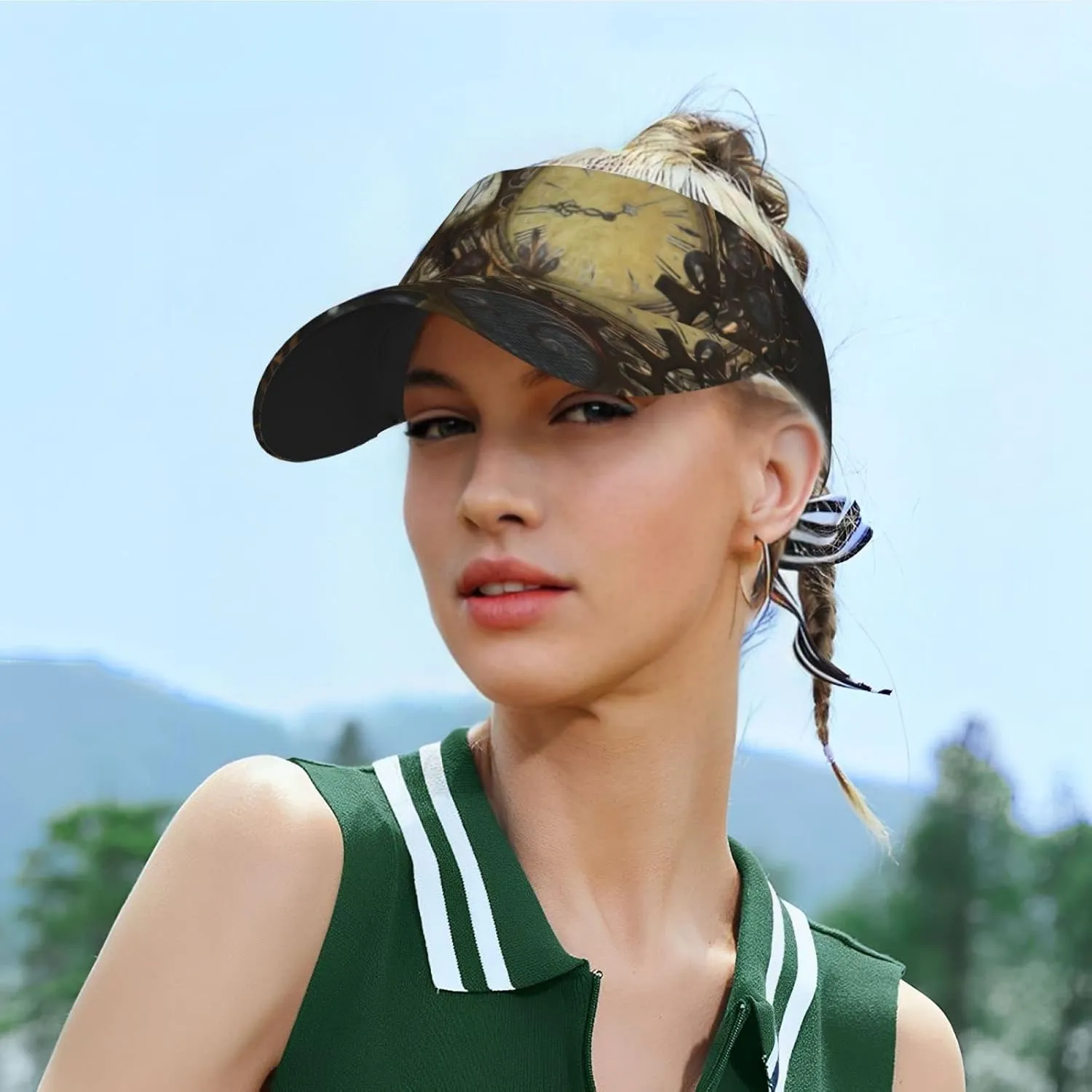Steampunk Clocks Visor Hats Women Men Fashion Sun Hat Steampunk Visors Adjustable Sport Wide Brim Cap