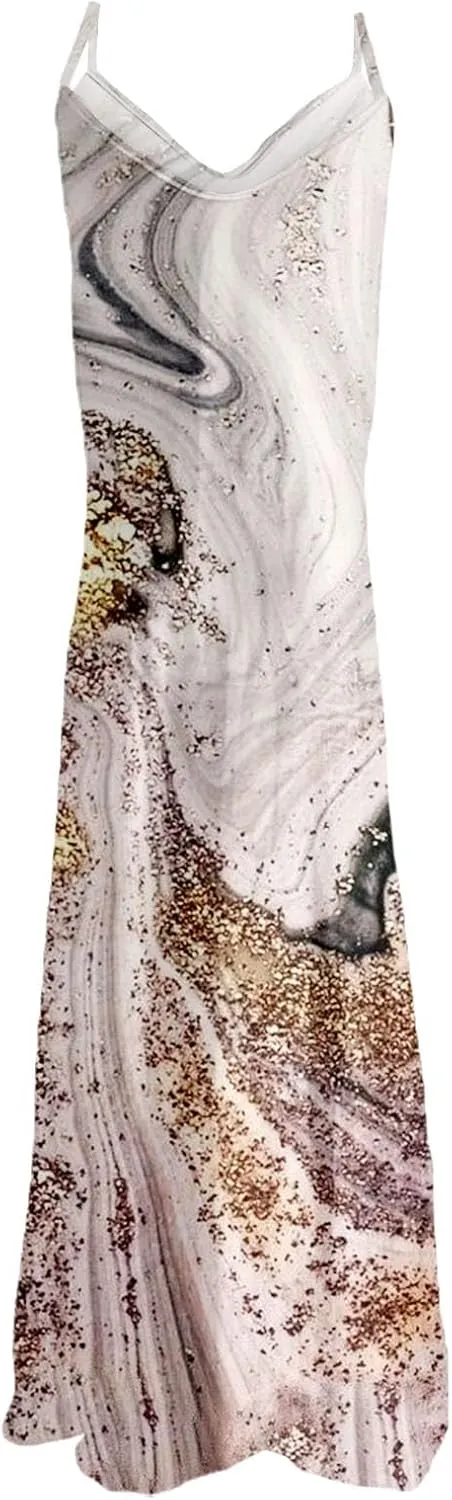 Summer Dresses for Women 2025 Casual V Neck Plus Size Maxi Sun Dress Trendy Flowy Beach Long Spaghetti Strap Sundress