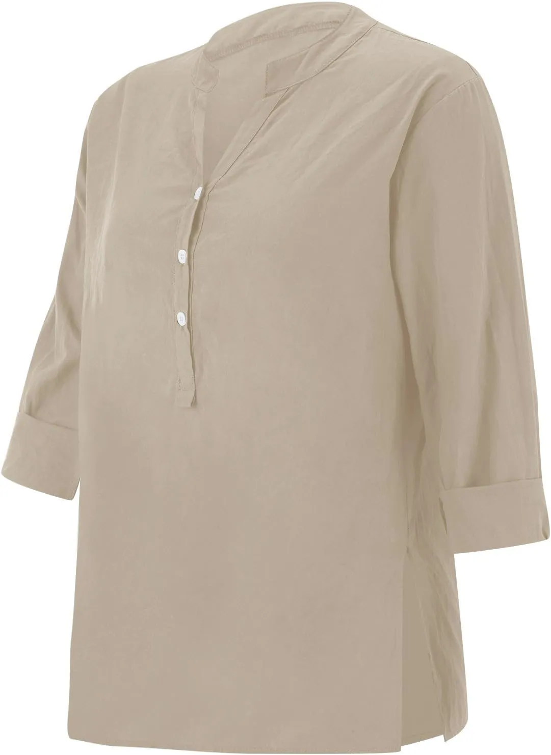 Summer Tops Women 2025 Short Sleeve Cotton Linen Shirts Casual Button V Neck Boho Blouses Plus Size Spring Clothes