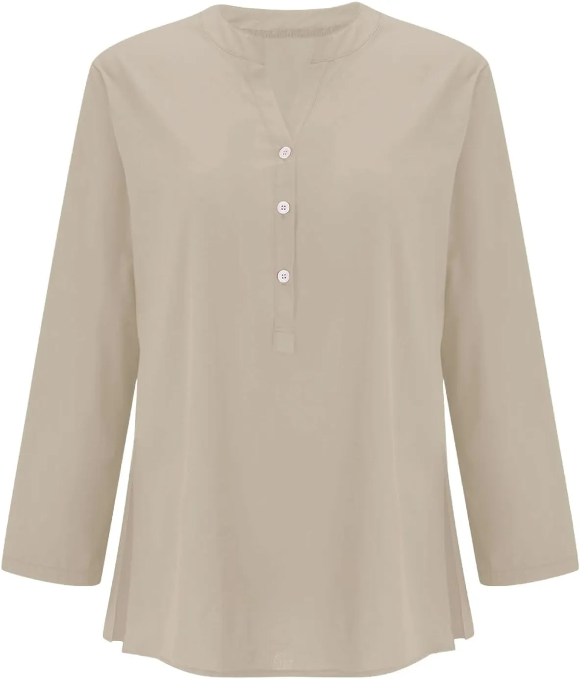 Summer Tops Women 2025 Short Sleeve Cotton Linen Shirts Casual Button V Neck Boho Blouses Plus Size Spring Clothes