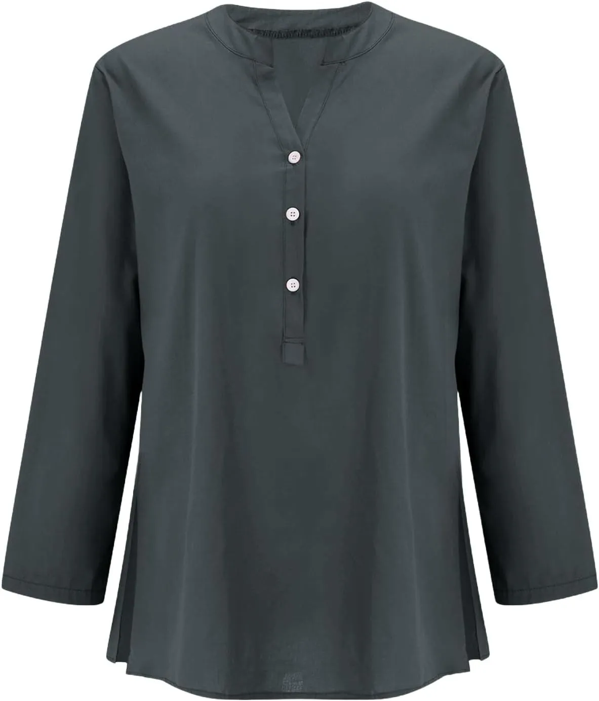 Summer Tops Women 2025 Short Sleeve Cotton Linen Shirts Casual Button V Neck Boho Blouses Plus Size Spring Clothes