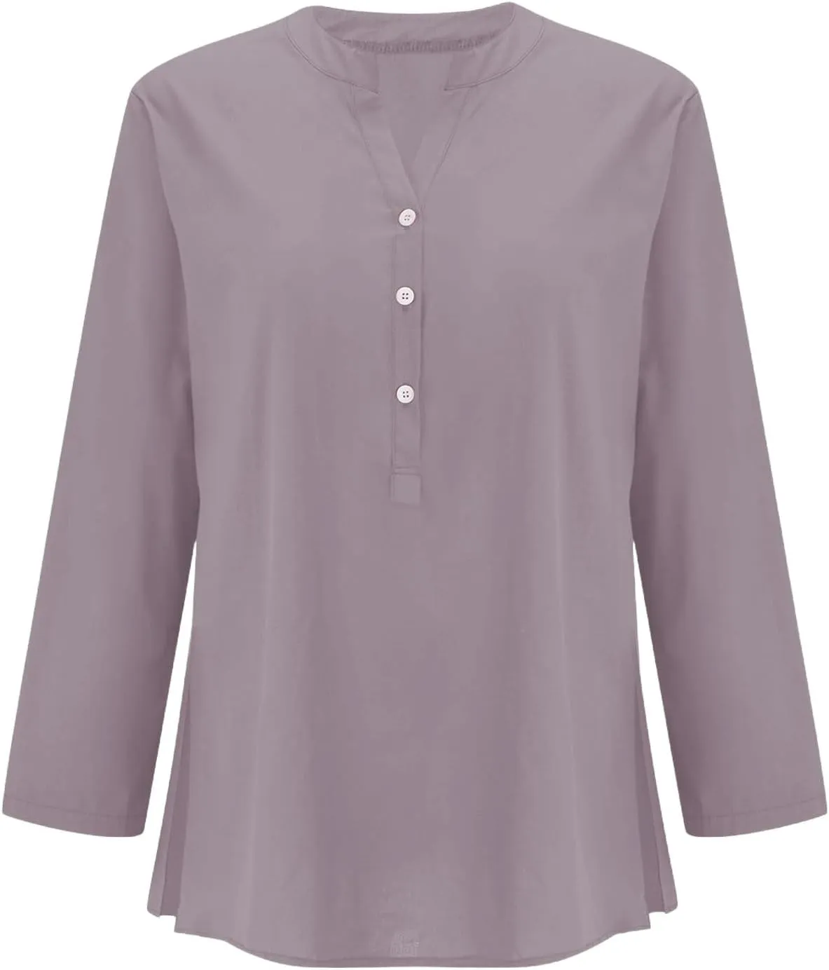 Summer Tops Women 2025 Short Sleeve Cotton Linen Shirts Casual Button V Neck Boho Blouses Plus Size Spring Clothes