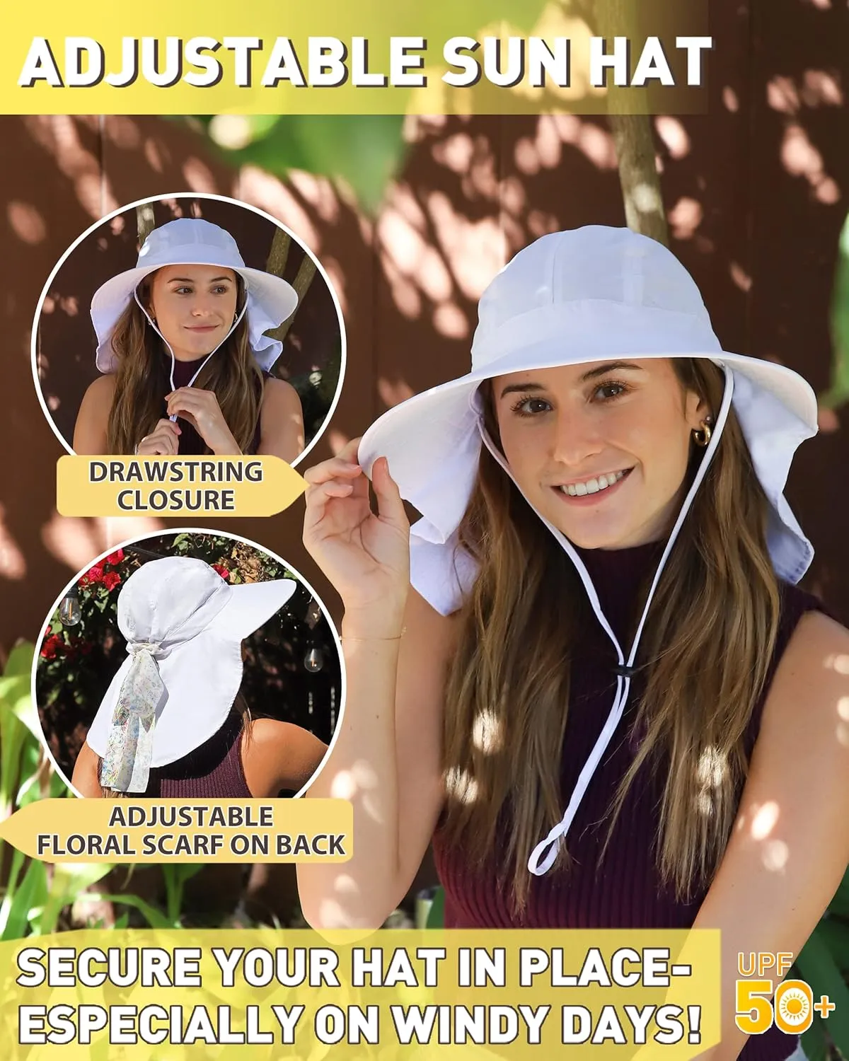 Tirrinia Womens Hiking Hat Wide Brim Hat with Large Neck Flap UPF 50  Sun Protection Hats