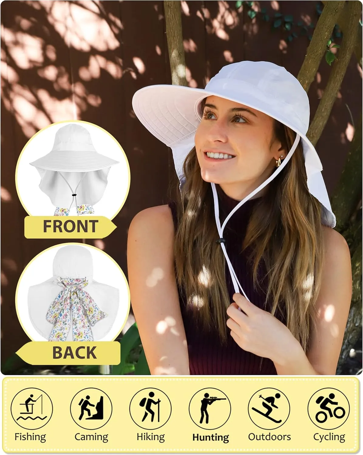 Tirrinia Womens Hiking Hat Wide Brim Hat with Large Neck Flap UPF 50  Sun Protection Hats