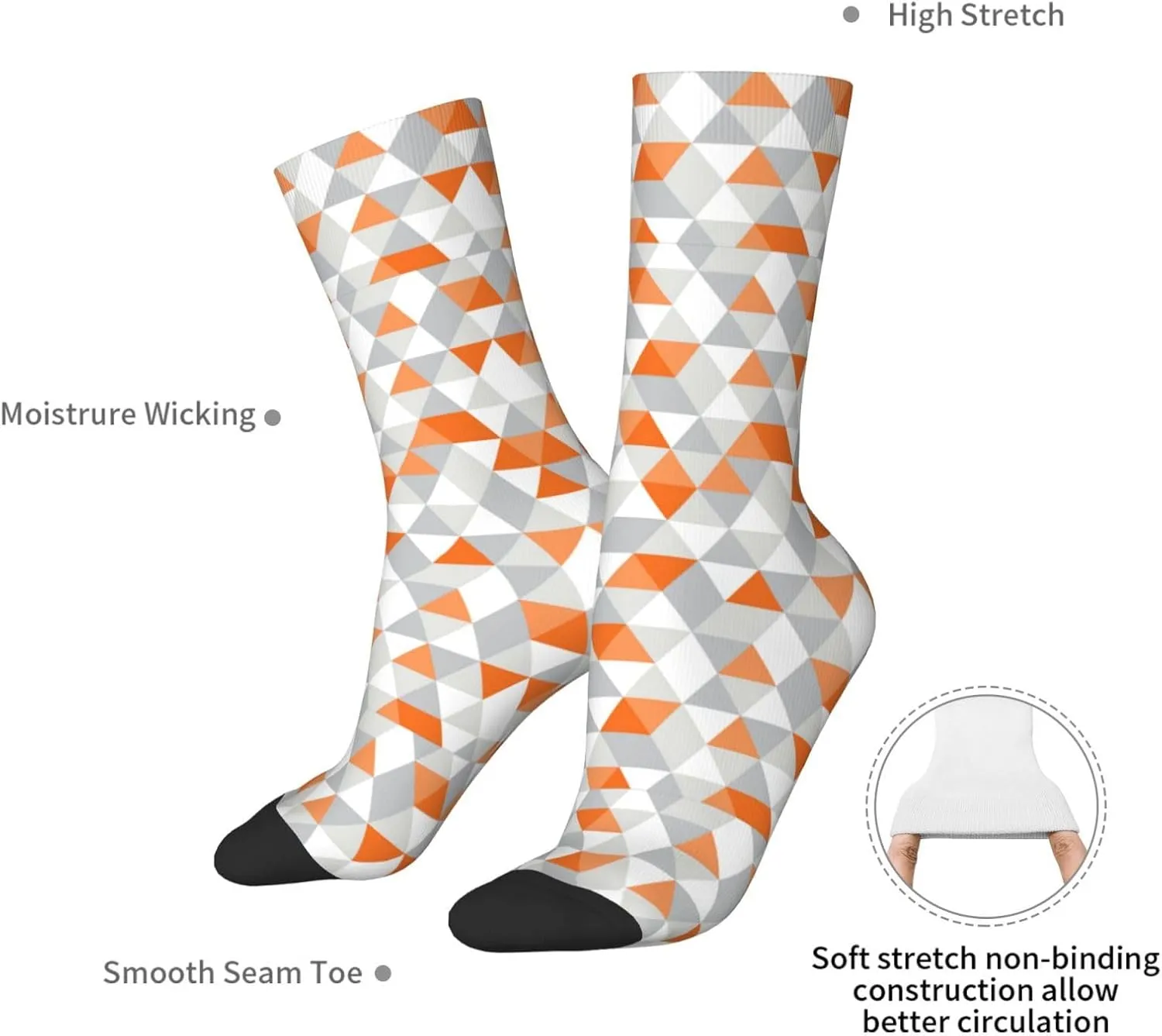 Triangles Patterns Print Funny Socks For Men Women Fun Cozy Crazy Novelty Fashion Breathable Adult Socks