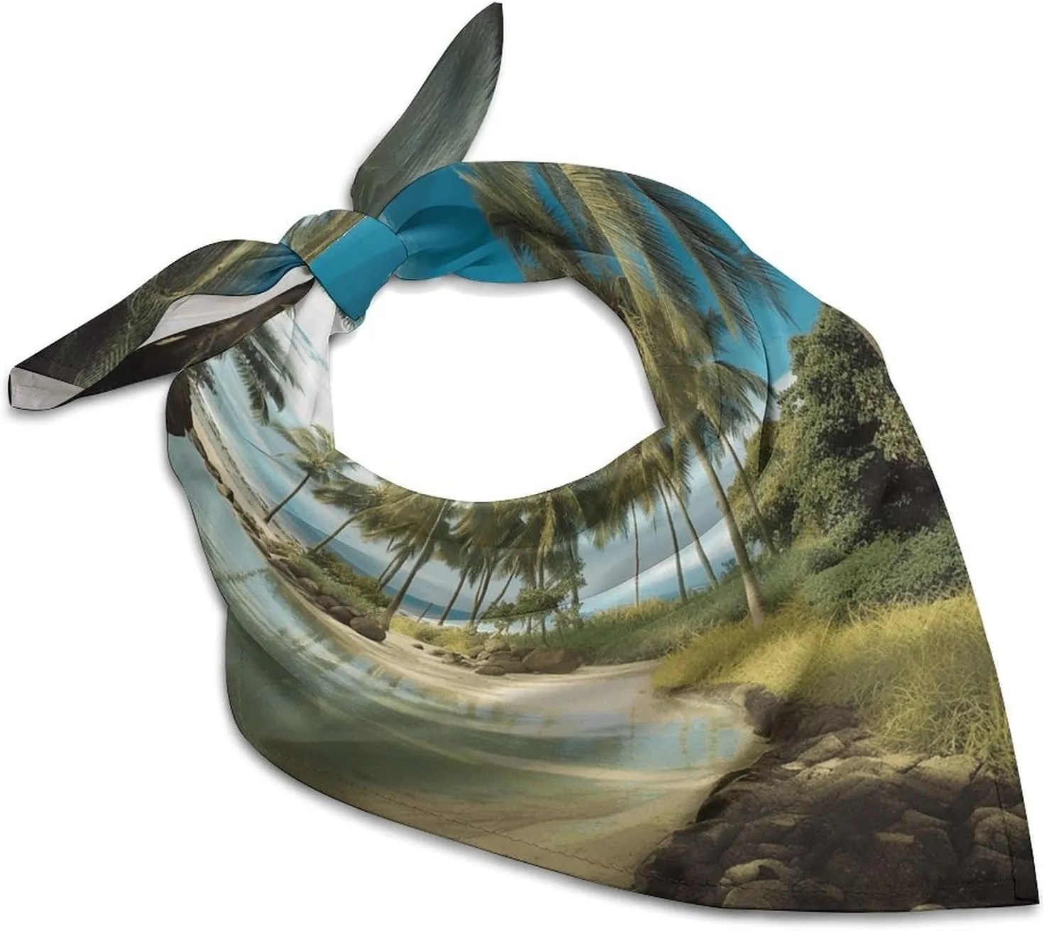 Tropical Coconut Trees Beach Silk Scarf Fashion Satin Head Scarf Lightweight Head Scarves for Neck Silk Scarves for Women Men Boho Hair Wrap Sleeping Kerchief Bandanas Pocket Square 18" X 18"