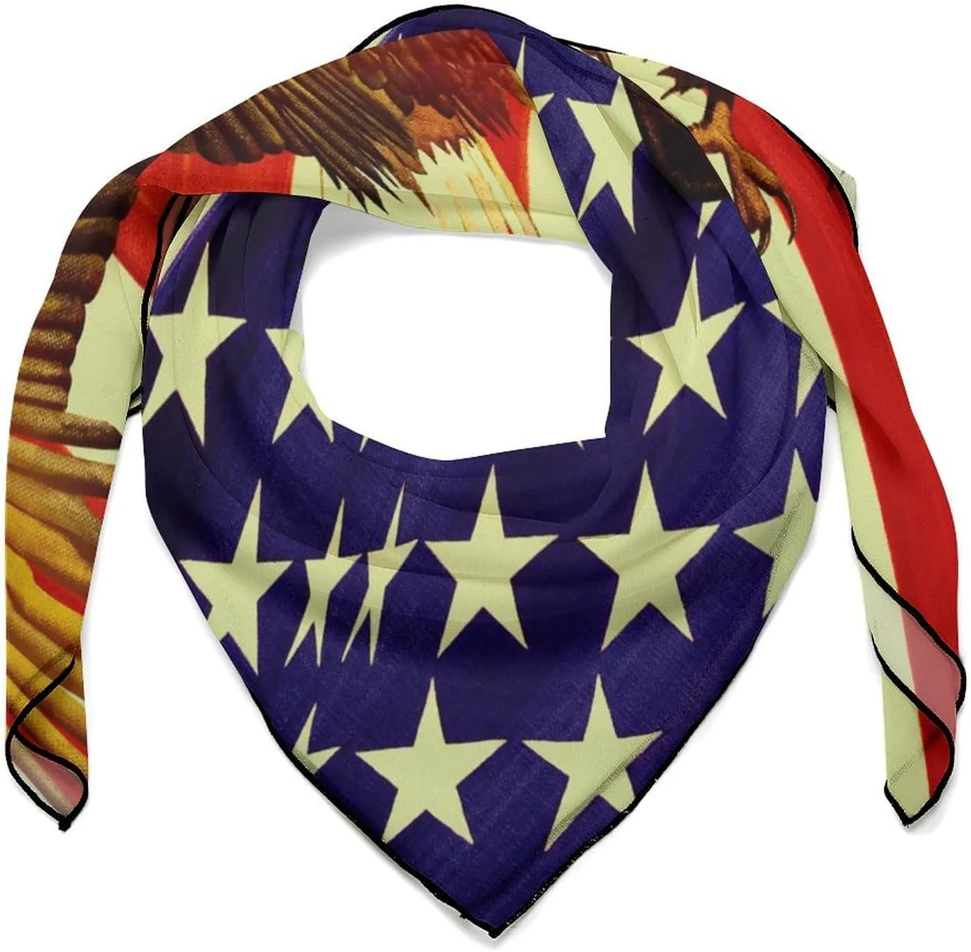 U.S. Flag Bald Eagle Square Silk Scarf for Women Fashion Neck Hair Wrap Head Scarves Bag Decoration 27''x 27'', 0ne size