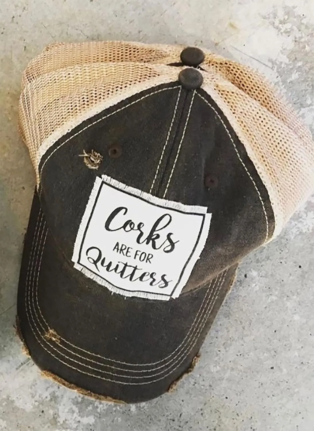 VINTAGE LIFE Women's Distressed Funny Sayings Trucker Baseball Hats