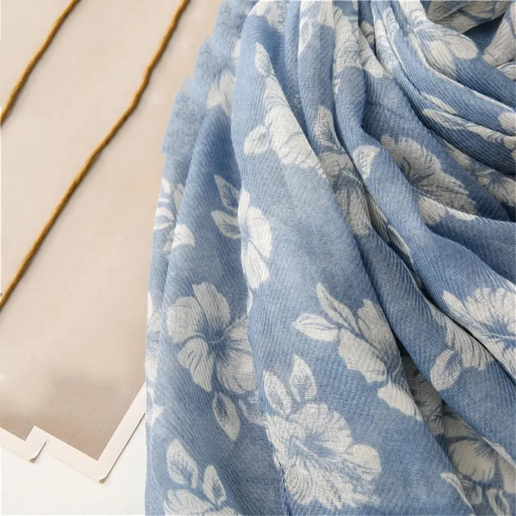 Womens Floral Tassel Viscose Shawl Scarf Lady Print Soft Wrap Muslim Hijab 180 * 90cm