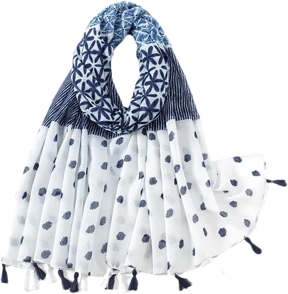Womens Floral Tassel Viscose Shawl Scarf Lady Print Soft Wrap Muslim Hijab 180 * 90cm