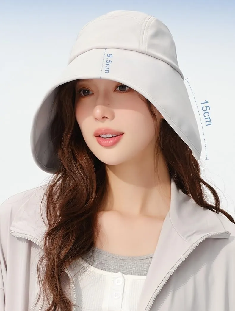 Women's Large Brim Sun Hats UV Protection Beach Hats Outdoor Sports Vacation Wide Brim Bucket Hat Summer Camping Caps