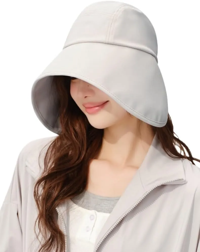 Women's Large Brim Sun Hats UV Protection Beach Hats Outdoor Sports Vacation Wide Brim Bucket Hat Summer Camping Caps