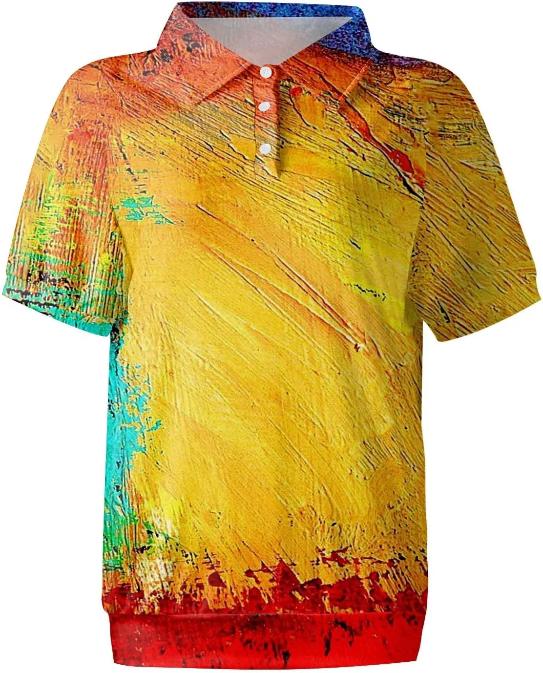 Women's Polo Shirts Womens Summer V Neck Tee Fashion Gradient Color Collar Shirts Women Short Sleeve Polo Tops