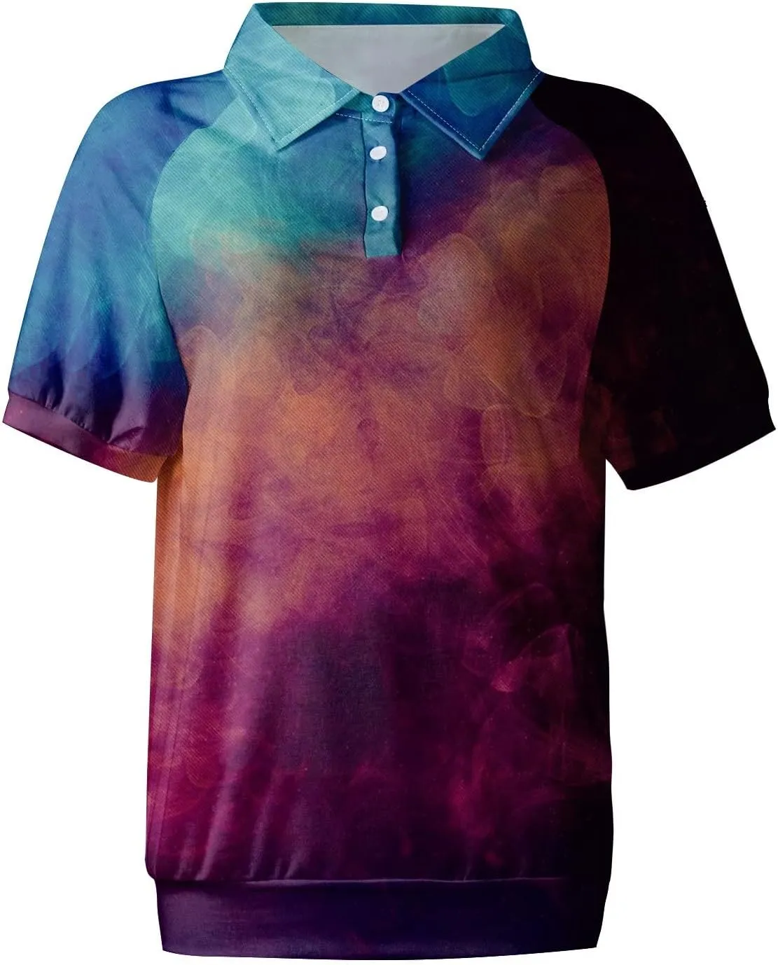 Women's Polo Shirts Womens Summer V Neck Tee Fashion Gradient Color Collar Shirts Women Short Sleeve Polo Tops