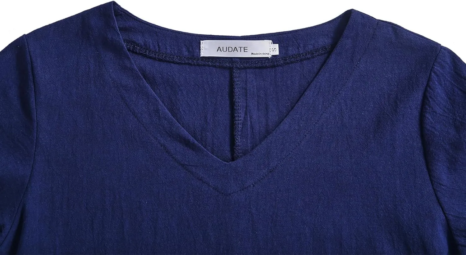 Women's Short Sleeve T Shirt Dress Casual Cotton Linen Knee-Long Dress V Neck Summer Beach Dress with Pockets