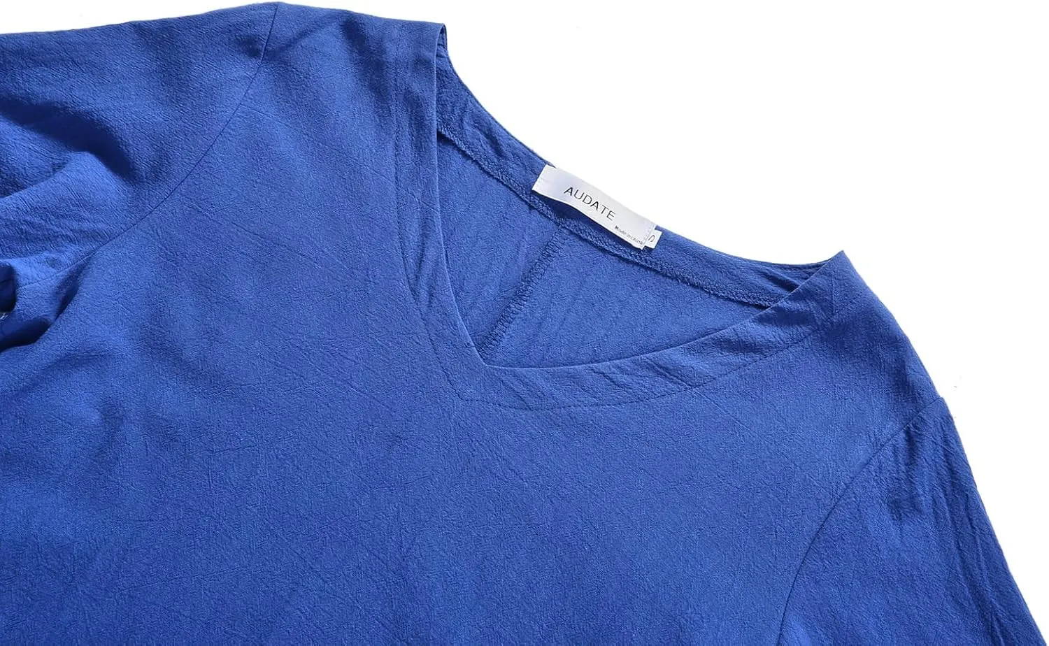 Women's Short Sleeve T Shirt Dress Casual Cotton Linen Knee-Long Dress V Neck Summer Beach Dress with Pockets
