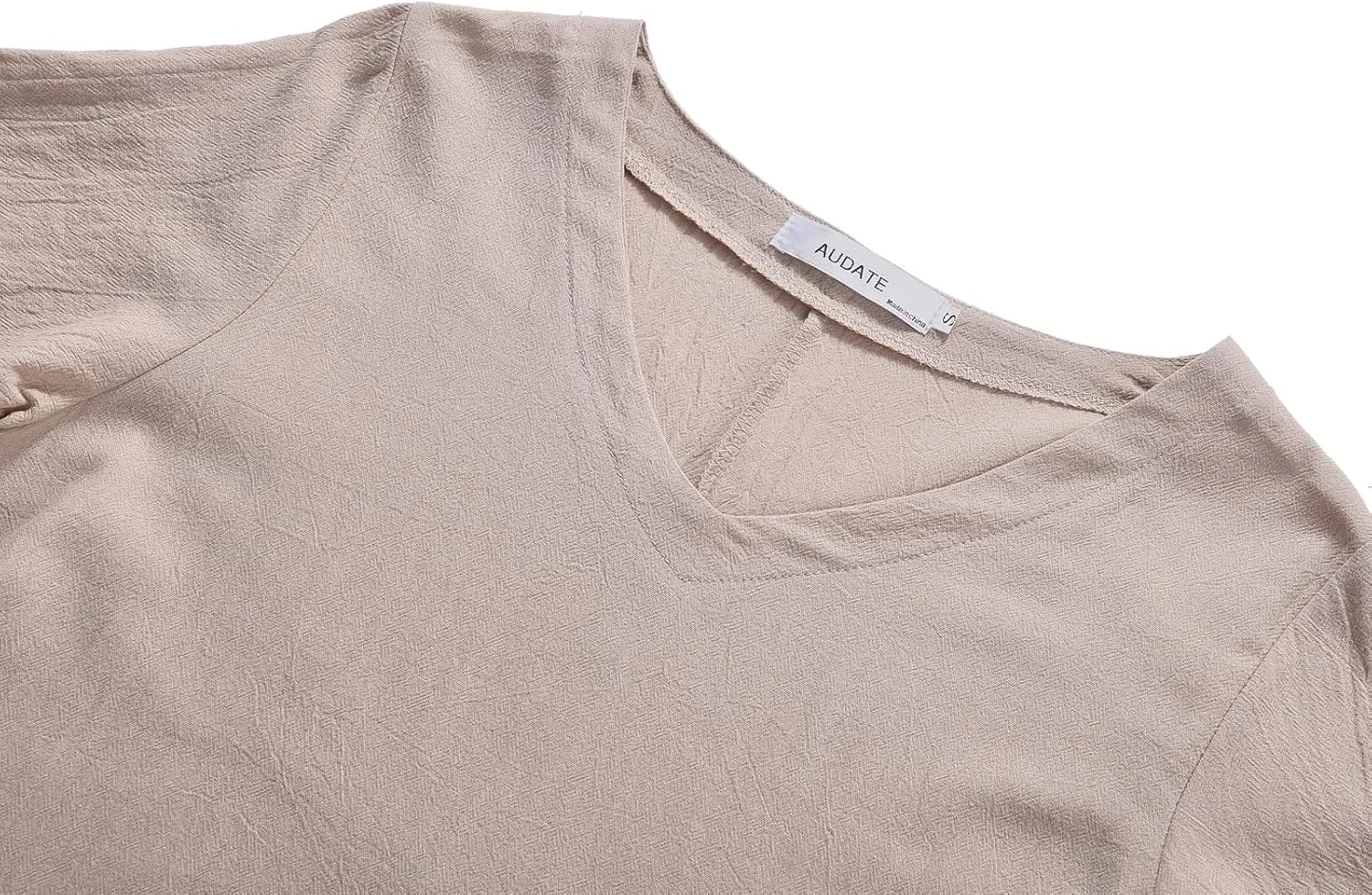 Women's Short Sleeve T Shirt Dress Casual Cotton Linen Knee-Long Dress V Neck Summer Beach Dress with Pockets