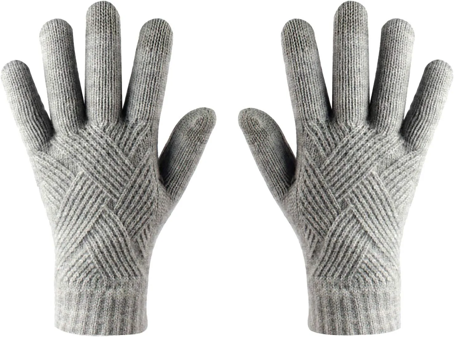 Women's Winter Touchscreen Gloves Warm Fleece Lined Knit Gloves Elastic Cuff Winter Texting Gloves