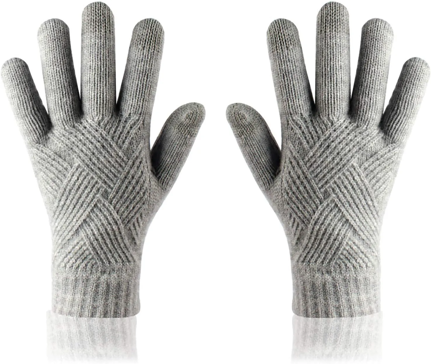 Women's Winter Touchscreen Gloves Warm Fleece Lined Knit Gloves Elastic Cuff Winter Texting Gloves