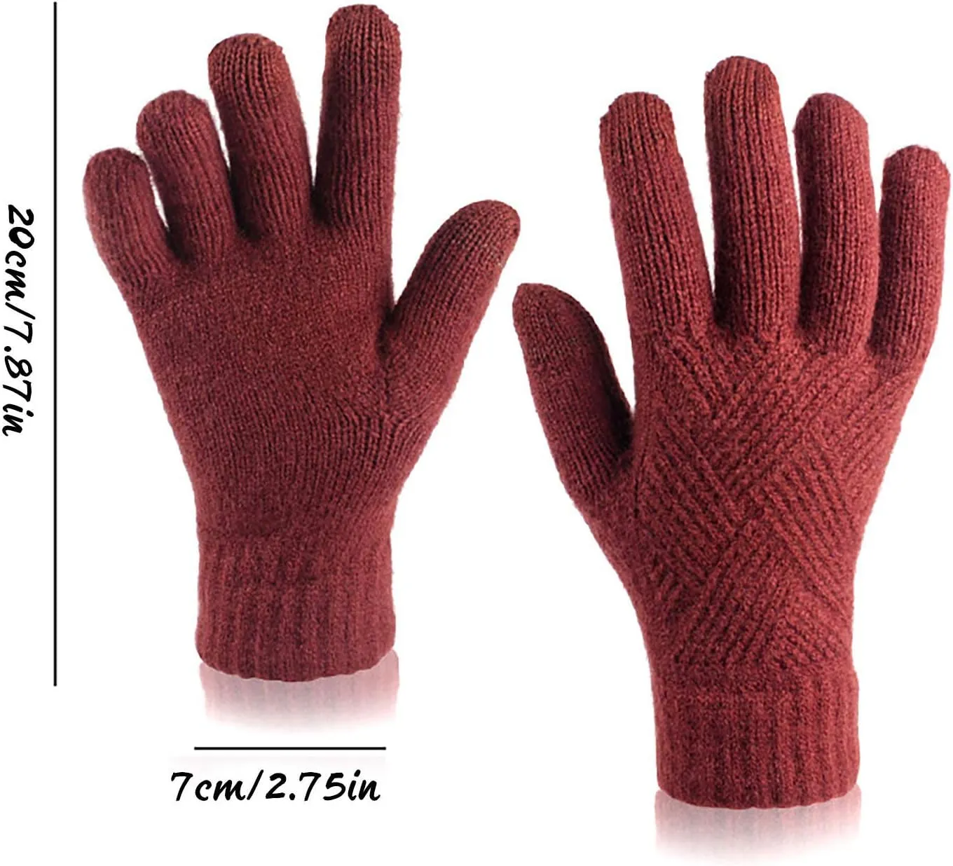 Women's Winter Touchscreen Gloves Warm Fleece Lined Knit Gloves Elastic Cuff Winter Texting Gloves