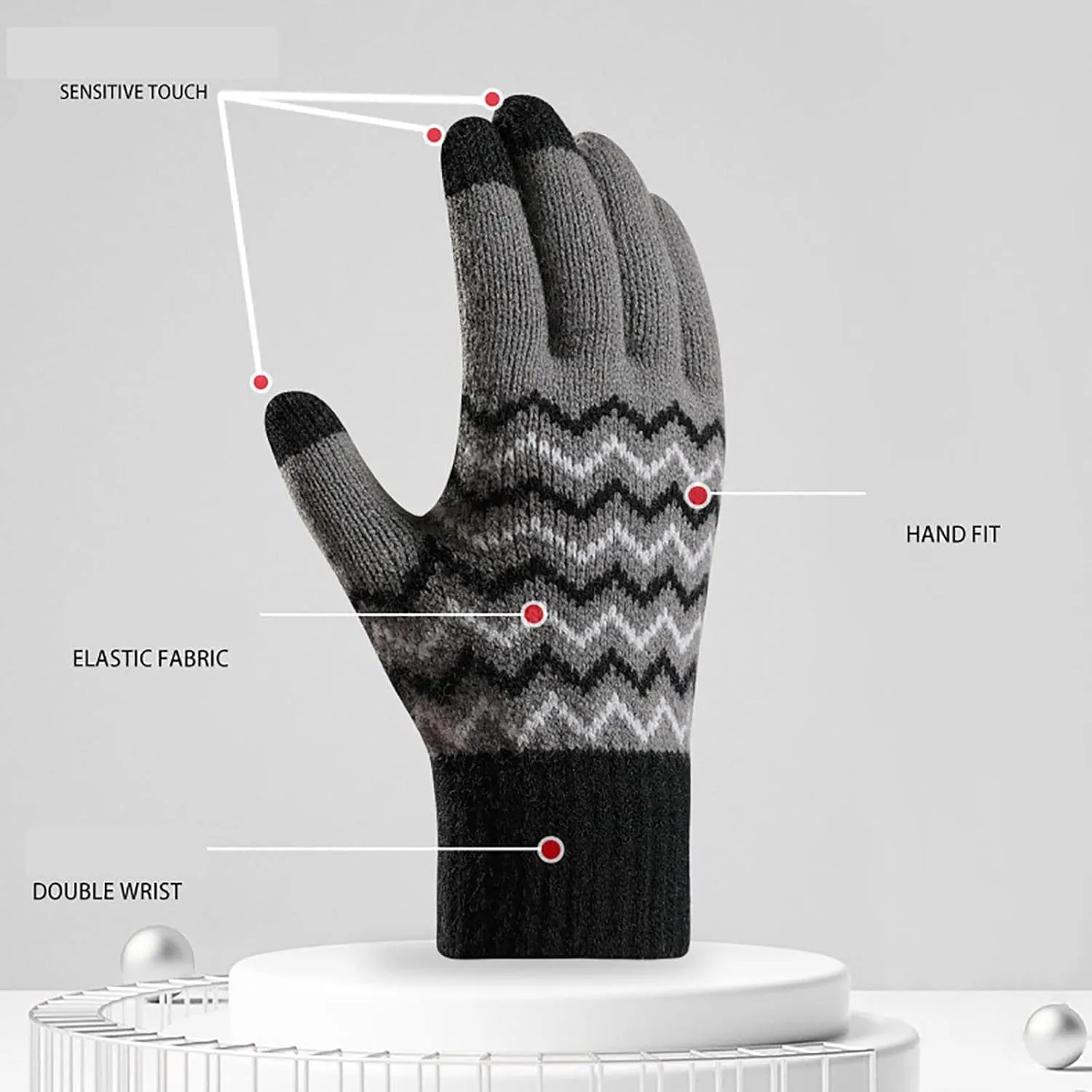 YOLAI Winter Gloves for Men Women Touchscreen Warm Gloves Thermal Soft Knit Gloves for Cold Weather