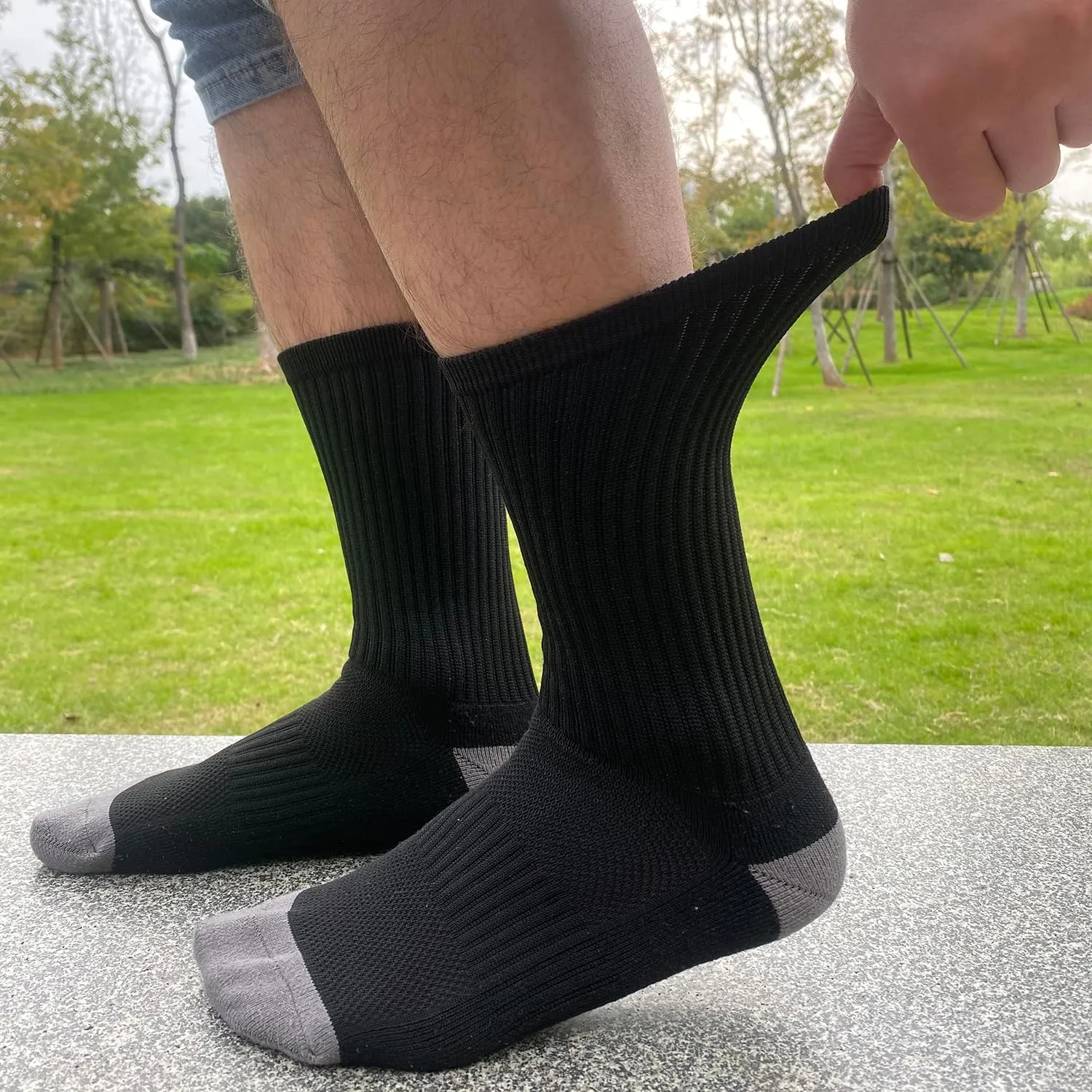 YWSLRC 6/8 Pairs Men's Crew Socks Athletic Sock Performance Full Cushioned Breathable Sport Work Running Sock Size 6-12