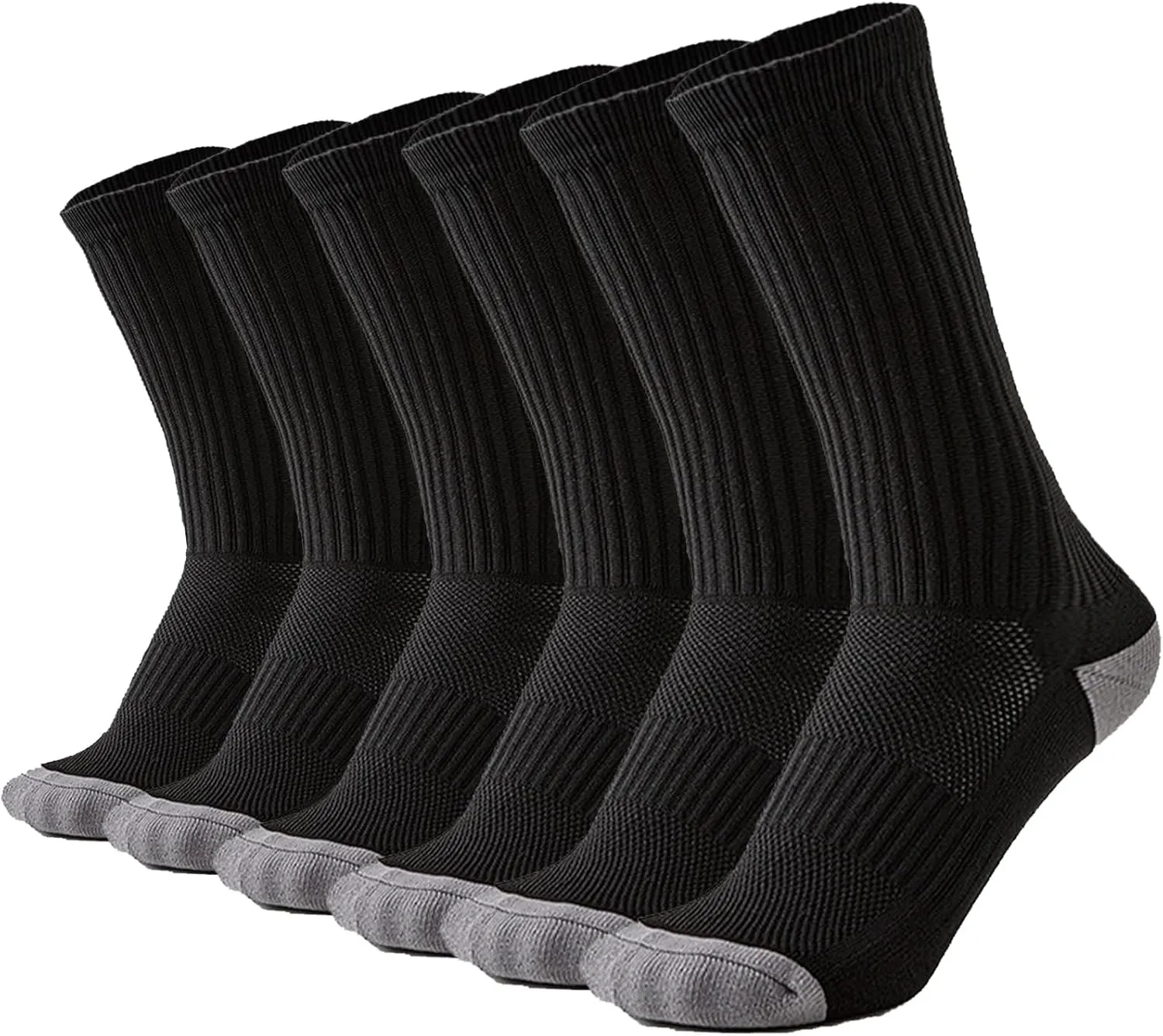 YWSLRC 6/8 Pairs Men's Crew Socks Athletic Sock Performance Full Cushioned Breathable Sport Work Running Sock Size 6-12