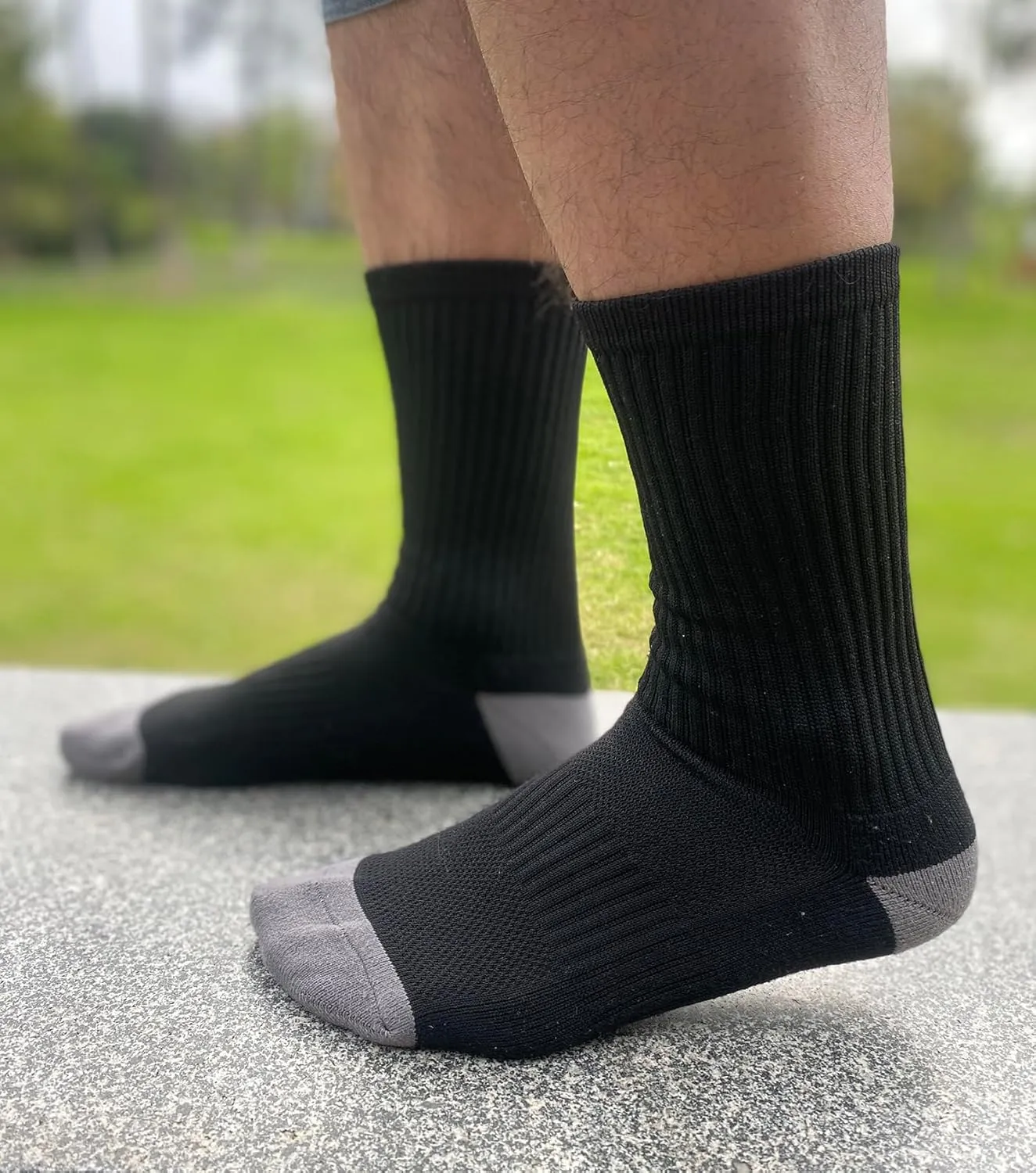 YWSLRC 6/8 Pairs Men's Crew Socks Athletic Sock Performance Full Cushioned Breathable Sport Work Running Sock Size 6-12