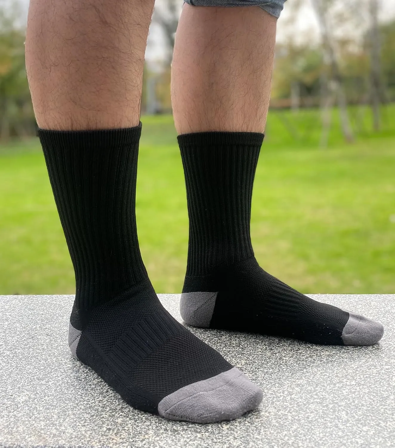 YWSLRC 6/8 Pairs Men's Crew Socks Athletic Sock Performance Full Cushioned Breathable Sport Work Running Sock Size 6-12