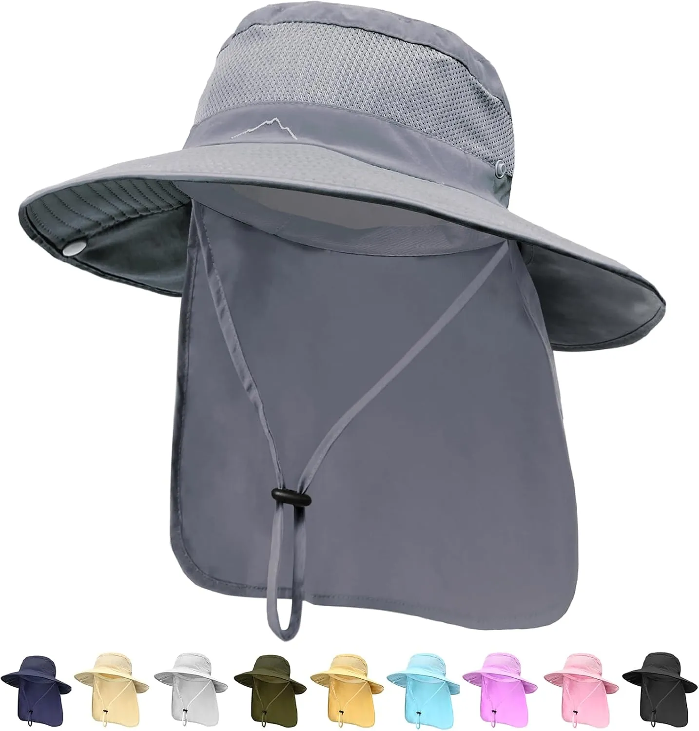 ZOORON Sun Hats for Men Women Fishing Hat with Neck Flap,UPF 50  Sun Hat Waterproof Wide Brim Bucket Hats for Safari Hiking